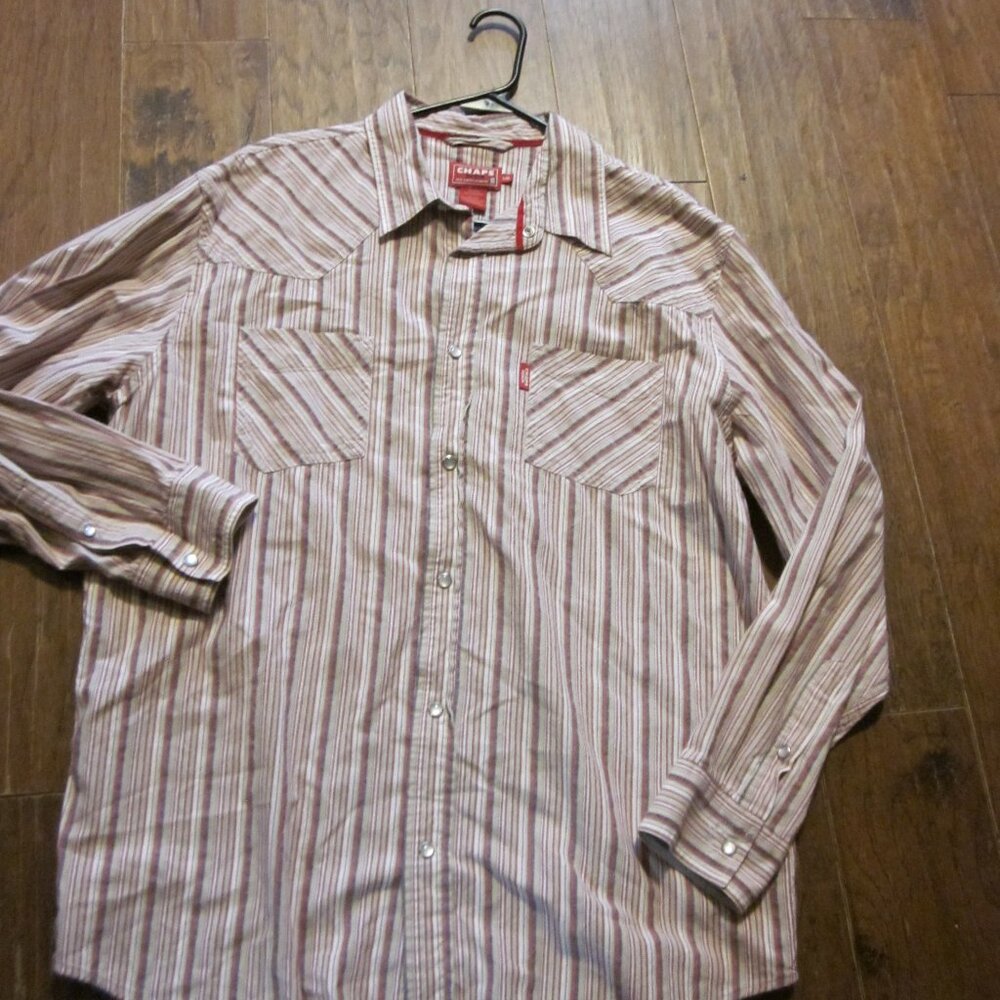 Y2k Ralph Lauren Chaps Denim western cowboy shirt iridescent snap large